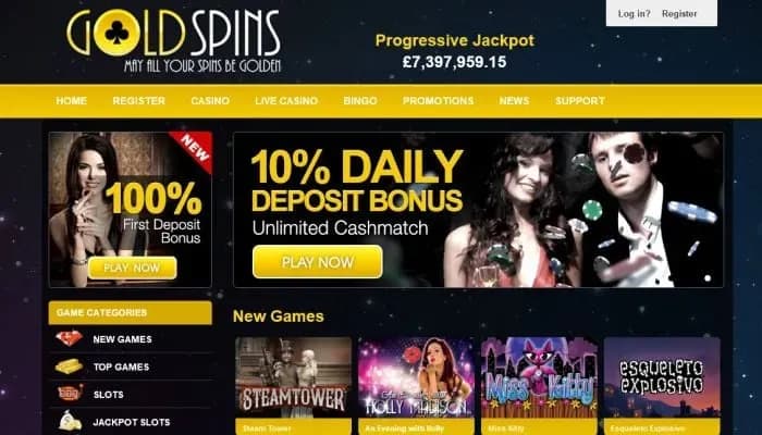 Gold Spins Casino website screenshot
