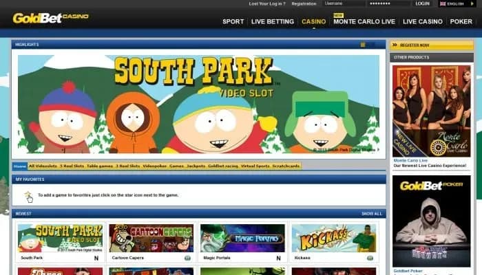 GoldBet Casino website screenshot