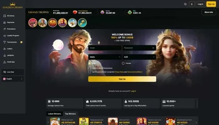 Golden Crown Casino website screenshot