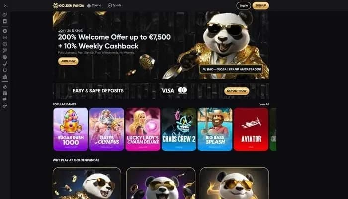 Golden Panda Casino website screenshot