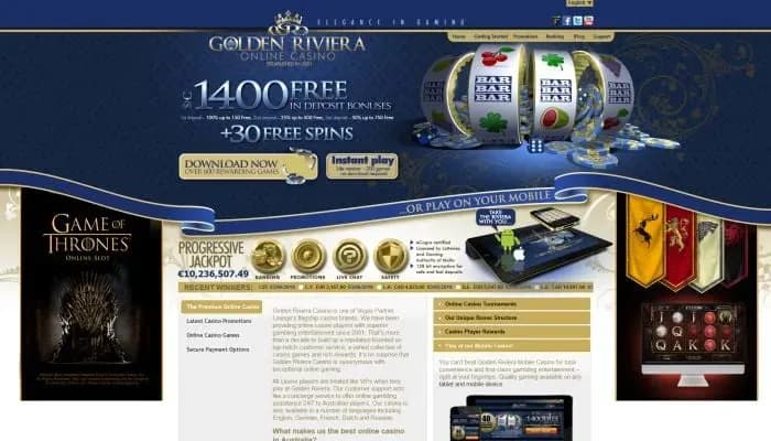 Golden Riviera Casino website screenshot