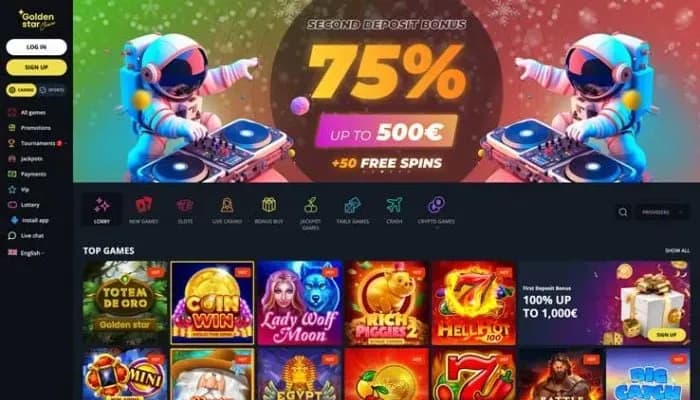 Golden Star Casino website screenshot