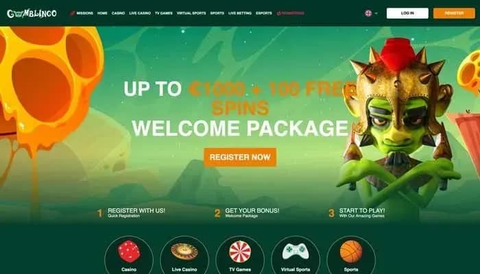 Gomblingo Casino website screenshot