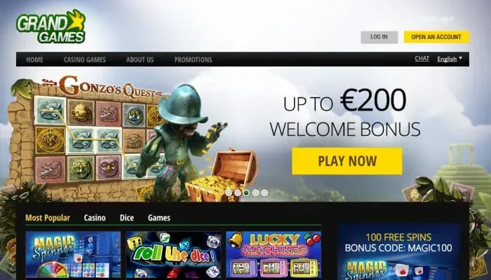 GrandGames Casino website screenshot