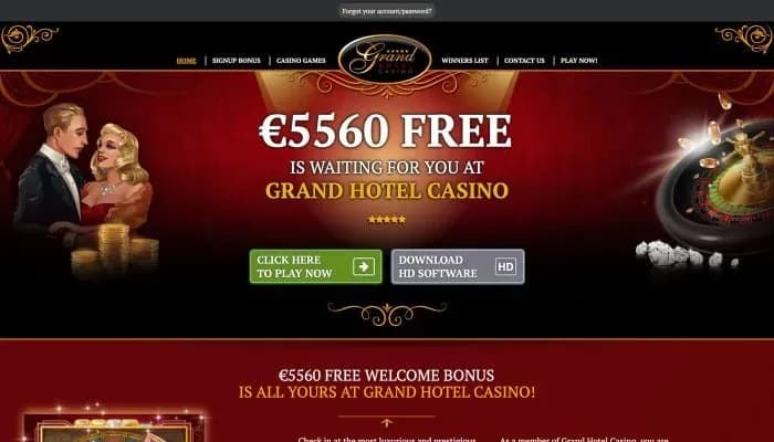 Grand Hotel Casino website screenshot