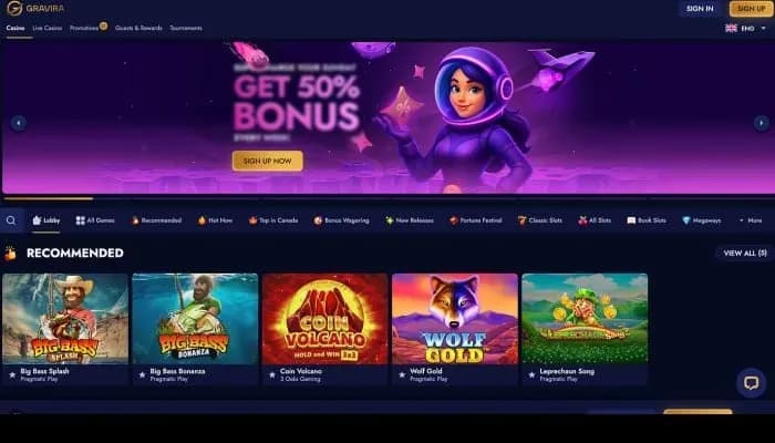Gravira Casino website screenshot
