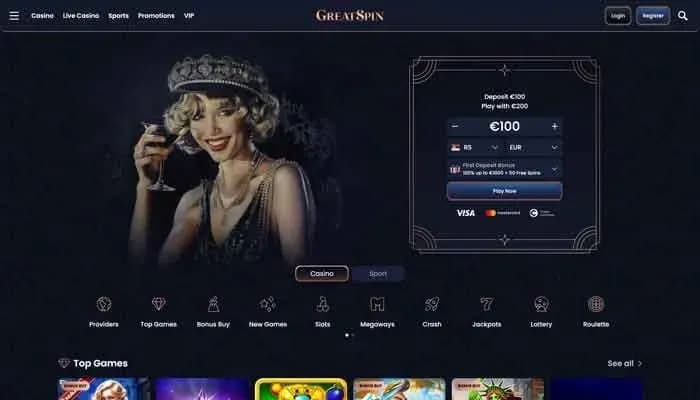 GreatSpin Casino website screenshot