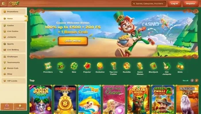 Greenluck Casino website screenshot