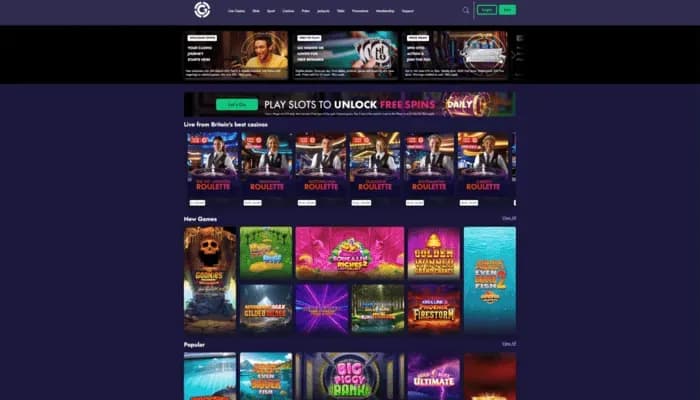 Grosvenor Casino website screenshot