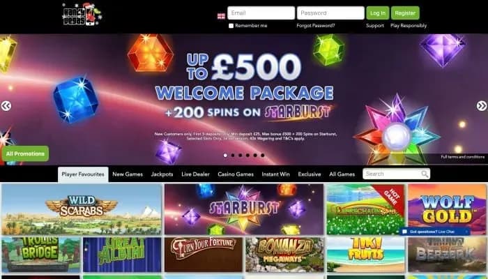Handy Vegas Casino website screenshot