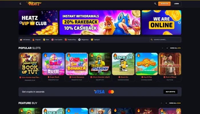 Heatz Casino website screenshot