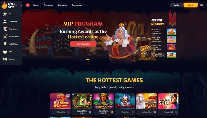 HellSpin Casino website screenshot