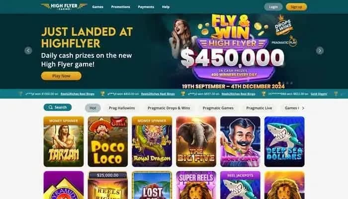 HighFlyer Casino website screenshot