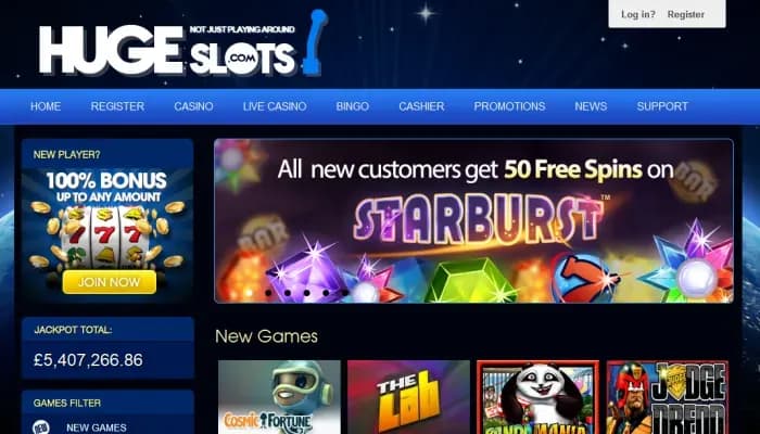 Huge Slots Casino website screenshot