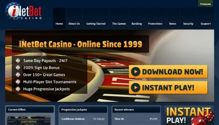 iNetBet.eu Casino website screenshot