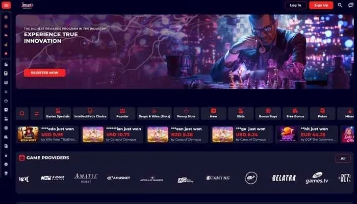 IntellectBet Casino website screenshot