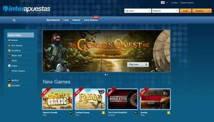 Interapuestas Casino website screenshot