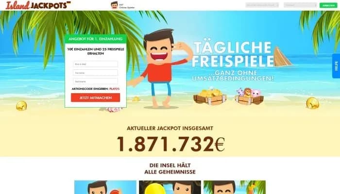 Island Jackpots Casino Germany website screenshot