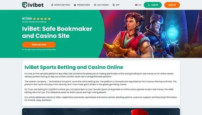 Ivibet Casino website screenshot