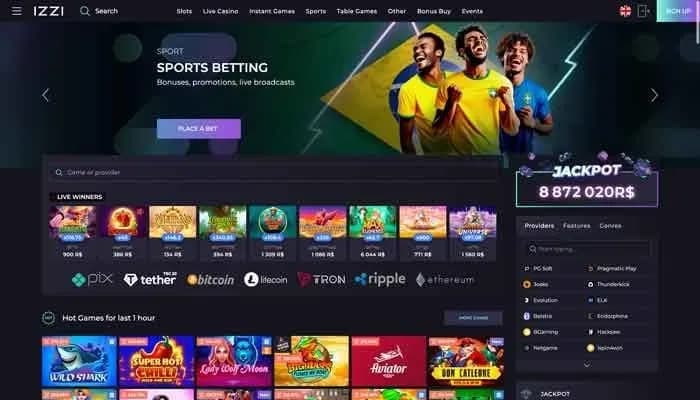 Izzi Casino website screenshot