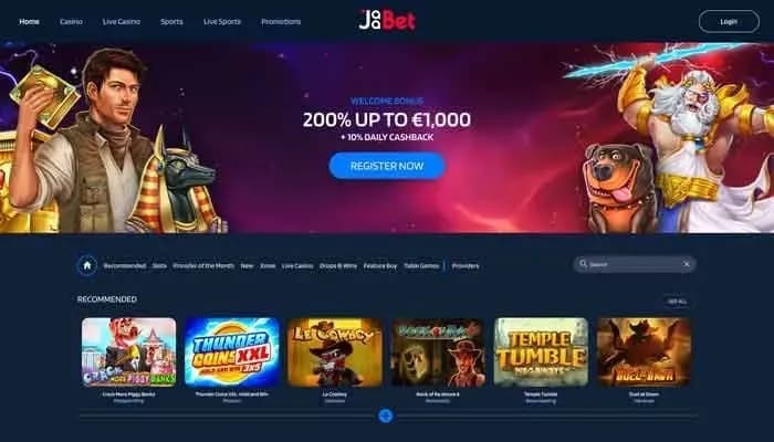 JaaBet Casino website screenshot