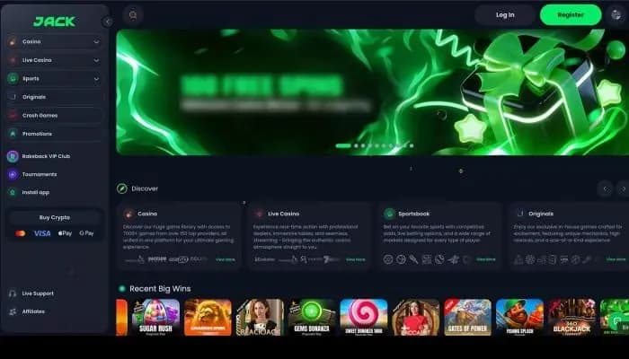 Jack.com Casino website screenshot