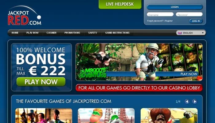 Jackpot Red Casino website screenshot