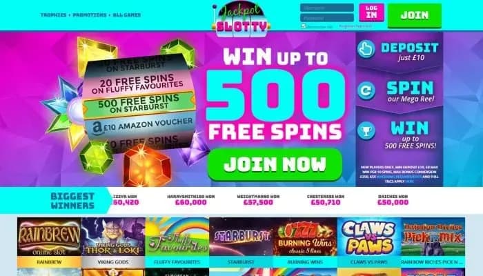 Jackpot Slotty Casino website screenshot