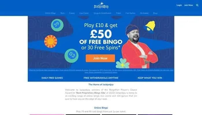 Jackpotjoy Casino website screenshot