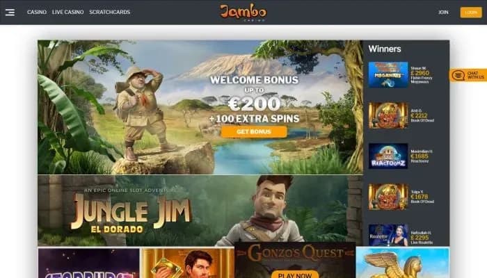 Jambo Casino website screenshot