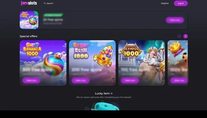 Jamslots Casino website screenshot