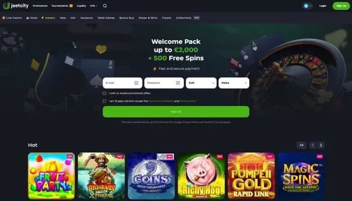 JeetCity Casino website screenshot
