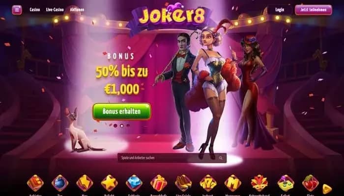 Joker8 Casino website screenshot
