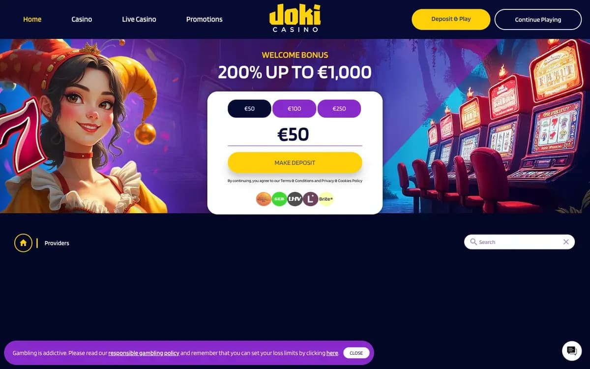 JokiCasino website screenshot