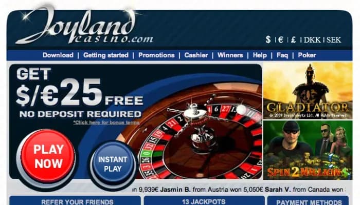 Joyland Casino website screenshot