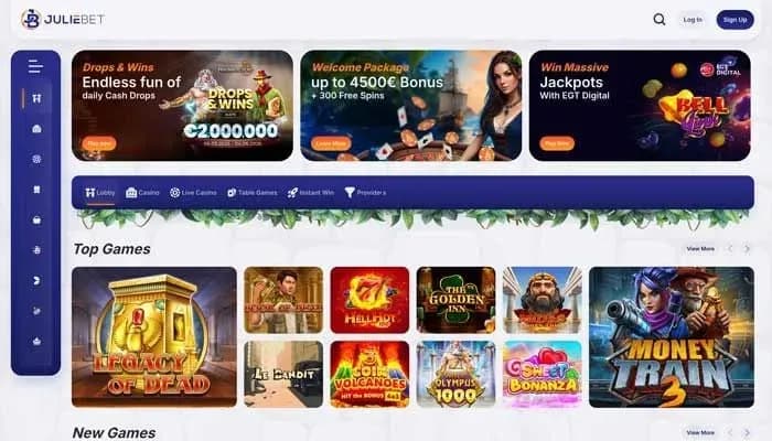Juliebet Casino website screenshot