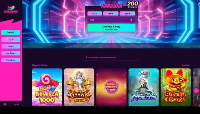Kanuuna Casino website screenshot