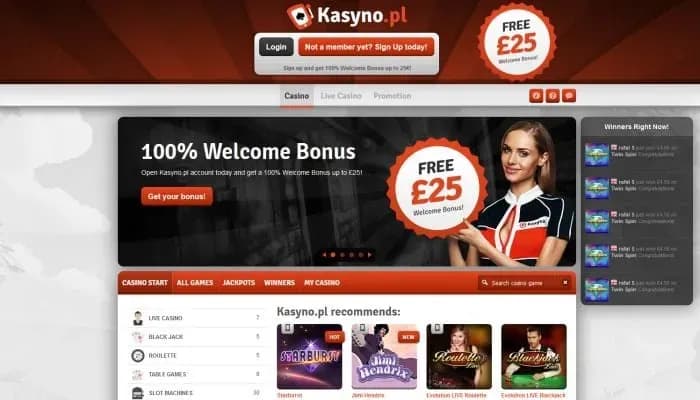 Kasyno Casino website screenshot