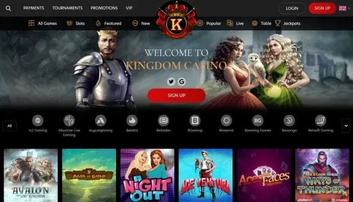 Kingdom Casino website screenshot