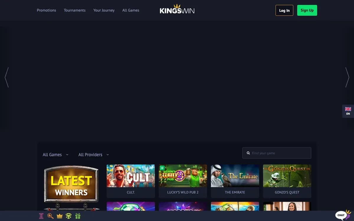KingsWin Casino website screenshot