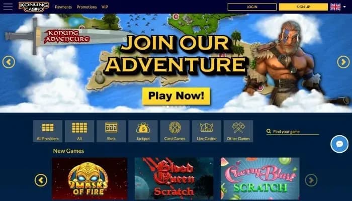 Konung Casino website screenshot