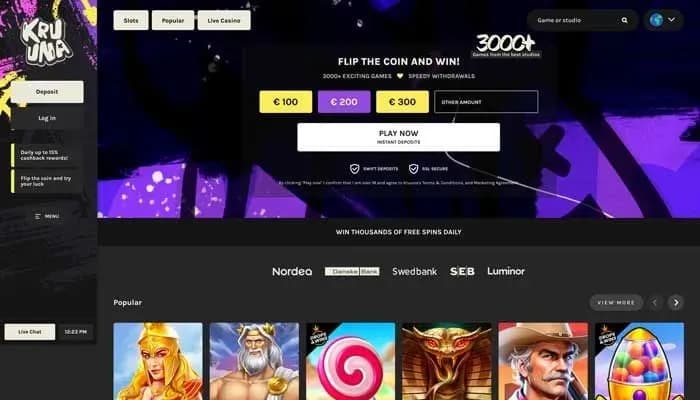 Kruuna Casino website screenshot