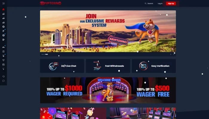 Kryptosino Casino website screenshot