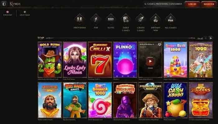 Kyngs Casino website screenshot