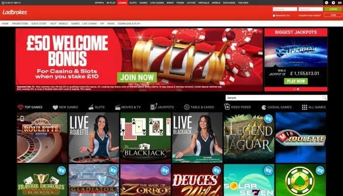 Ladbrokes Casino website screenshot