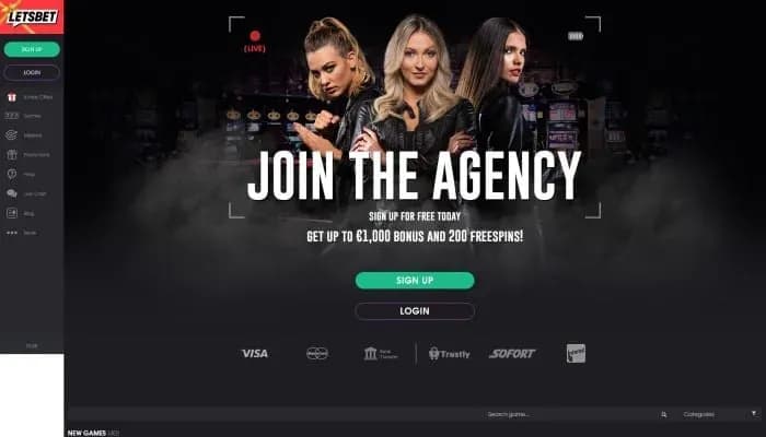 Lets Bet Casino website screenshot