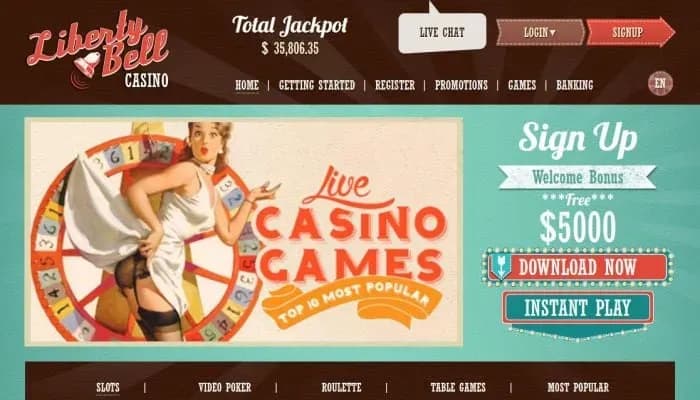 Liberty Bell Casino website screenshot
