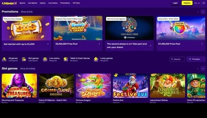 Livewinz Casino website screenshot