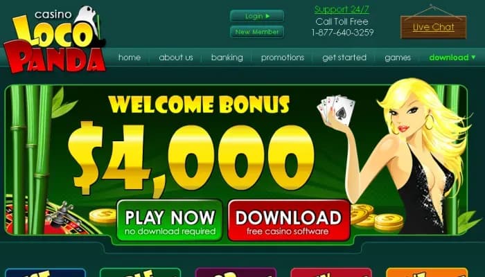 Loco Panda Casino website screenshot