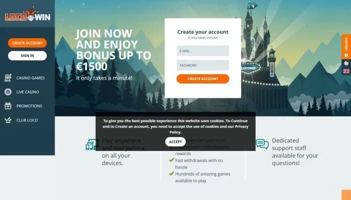 Locowin Casino website screenshot